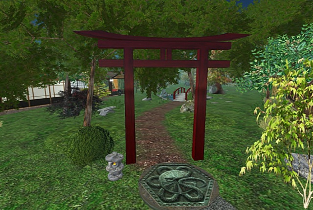 This is the first tori gate that separated my garden from Dakini's section. This gate was an icon of all my gardens until my ex-partner Taka built a new, modifiable one for me.